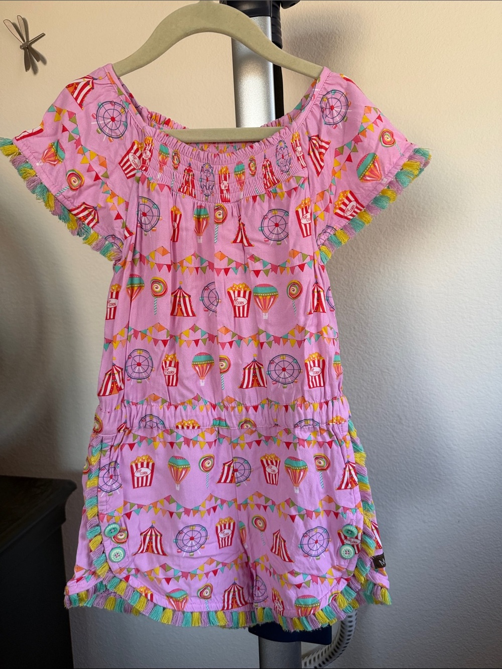 Matilda Jane Pink Carnival Print Dress with Colorful Accents